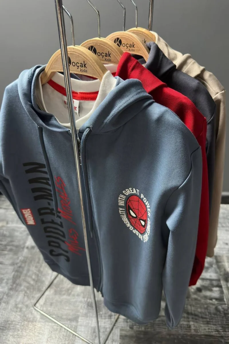 SPIDERMAN Boy 3 Piece Hooded Set Tracksuit - 2 Yarn Lycra Fabric