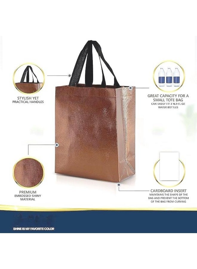 Evafly Gift Bag Medium Size Pack of 20 : L13 x W12 x D4 inch|Resuable Non-Woven Shiny Metallic Laminated|Haldi Return Gifts, Jute Bags for Return Gift,Return Gift For Birthday - Copper - Image 3