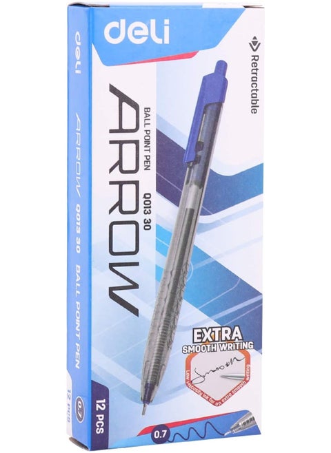 Deli Q01330 ball point pen extra smooth writing pack of 12 blue