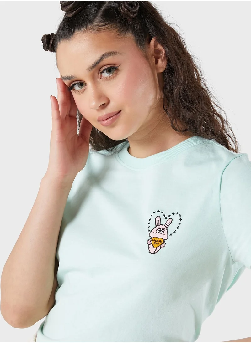 Mini Cream Bunny Printed T-Shirt