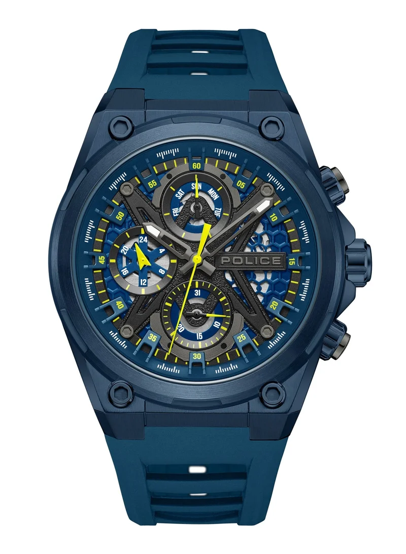 POLICE Sonic Blue Dial Blue Silicone Strap Chronograph Watch for Men 45mm