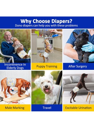 Disposable Pet Diapers Male Dogs Super Absorbent Soft Including 20 Count for Puppy Cats or Dogs 4-8 kg Blue Size  M - view 2