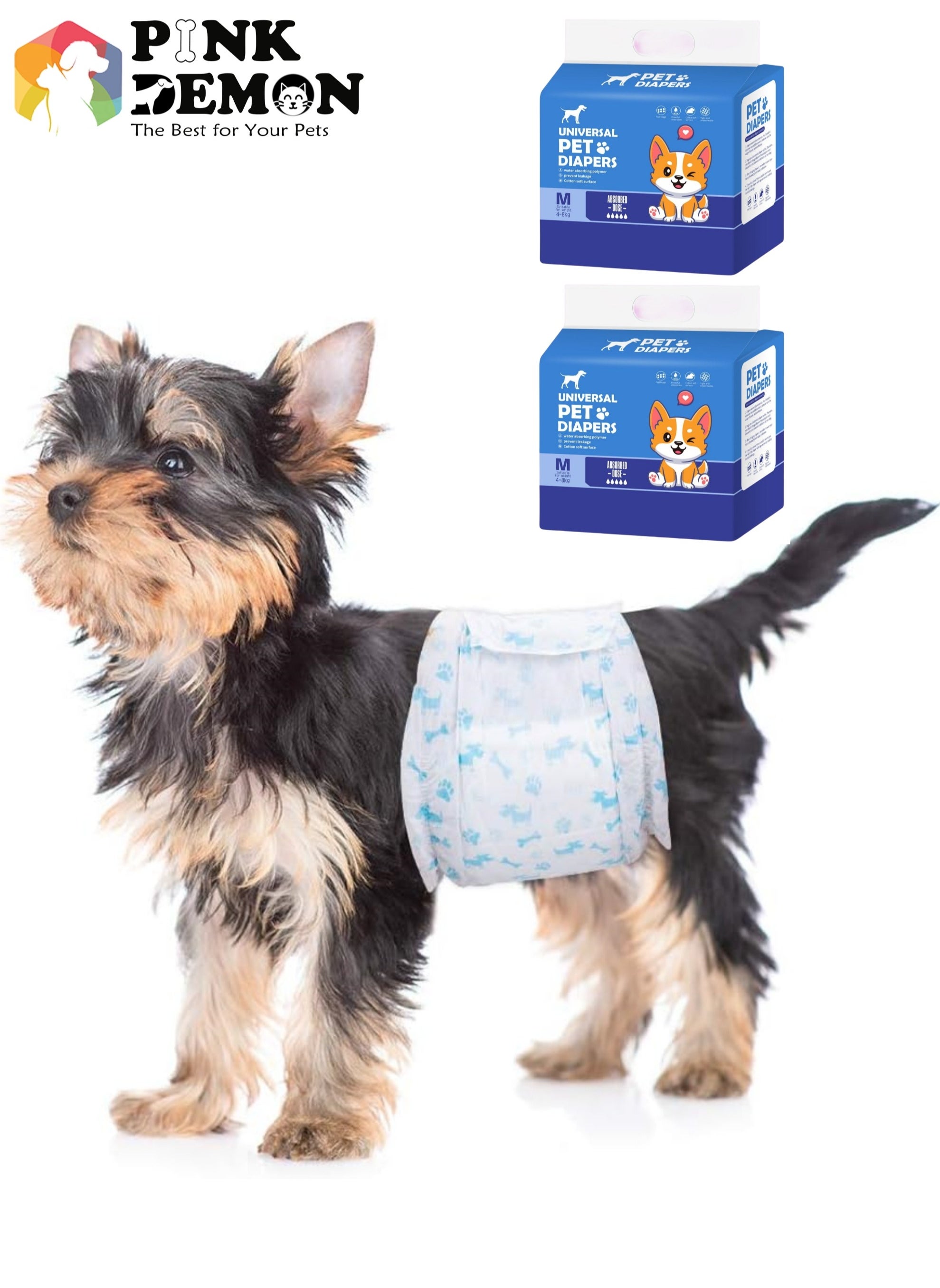 Disposable Pet Diapers Male Dogs Super Absorbent Soft Including 20 Count for Puppy Cats or Dogs 4-8 kg Blue Size  M 