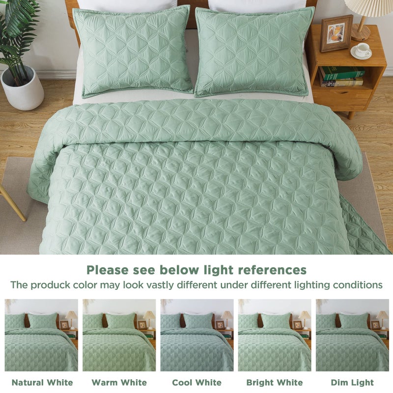Litanika Sage Green Oversized King Quilt Set Bedspread 120x120-3 Piece Lightweight Summer Comforter Coverlets  Boho Farmhouse Bedding Cover Bed Decor All Season(Super King - 1 Quilt  2 Pillowcases) - Image 4