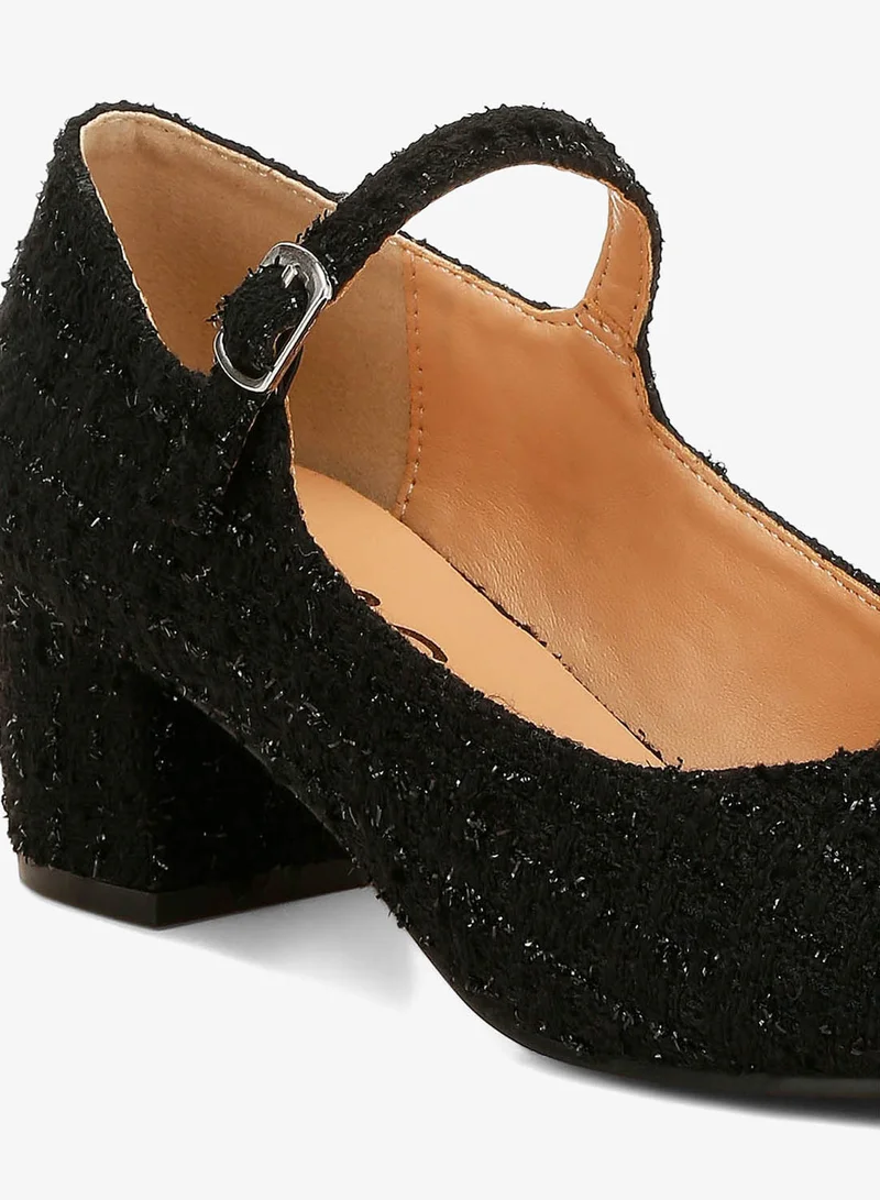 London Rag Black Tweed Mary Jane Sandals in Black for Women | Best Price UAE