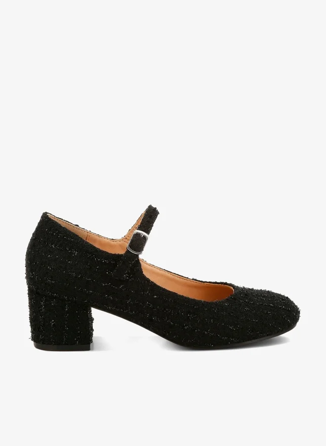 London Rag Tweed Mary Jane Sandals in Black