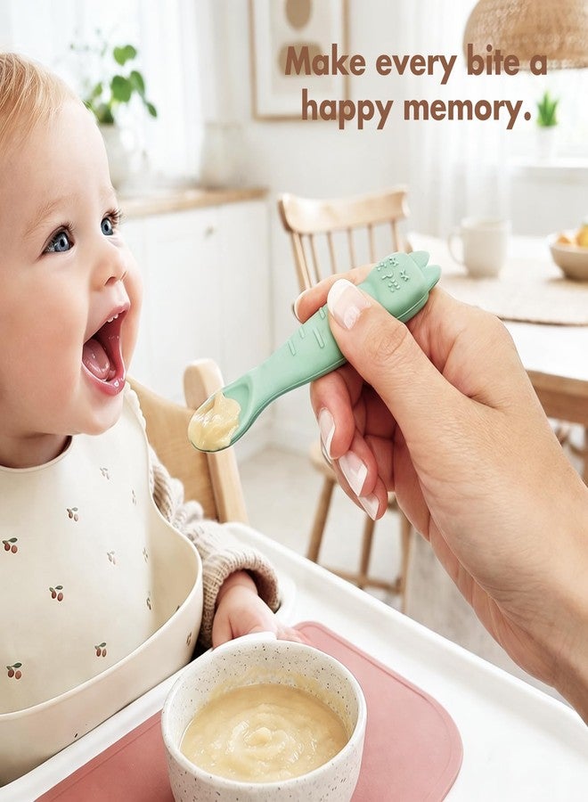 ROCCED Baby Spoons Set 6 Pack Silicone Baby Pre Spoons for Infants, BPA Free Soft Tip Infant Spoon Baby Led Weaning Spoon for Self Feeding Teething Spoon Toddler Feeding Utensils ROCCED - Image 5