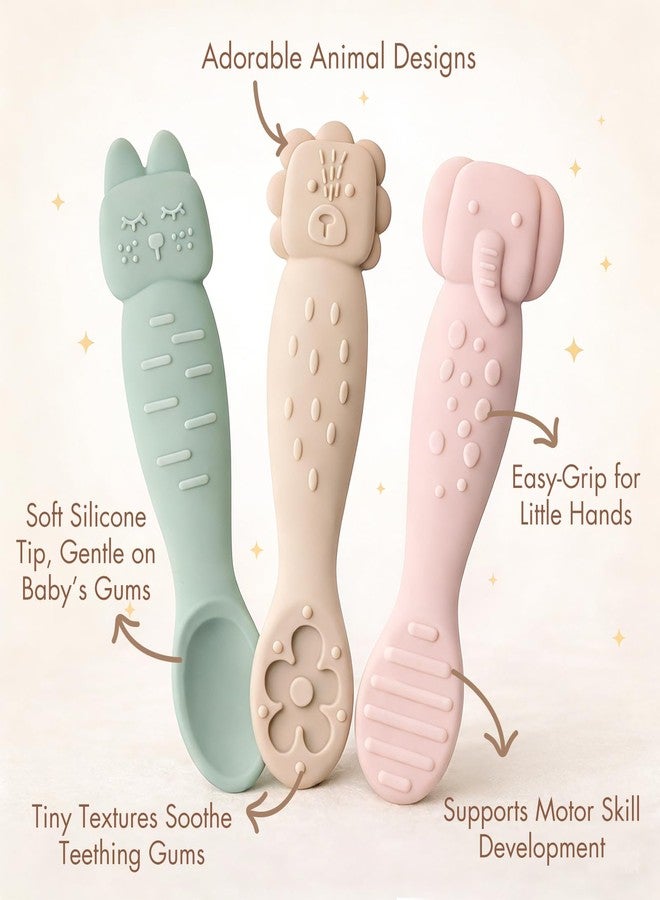 ROCCED Baby Spoons Set 6 Pack Silicone Baby Pre Spoons for Infants, BPA Free Soft Tip Infant Spoon Baby Led Weaning Spoon for Self Feeding Teething Spoon Toddler Feeding Utensils ROCCED - Image 2