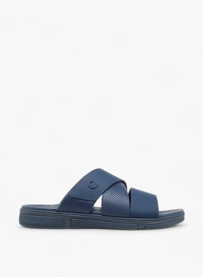 Men's Textured Cross Strap Slip-On Sandals