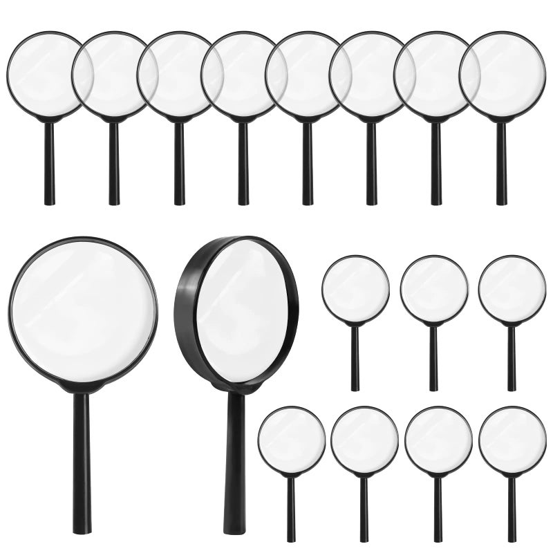 IRCHLYN 32Pcs Magnifying Glass for Kids Hand Lens Portable Magnifying Glasses for Science Class Outdoor Activities Party Reading Black