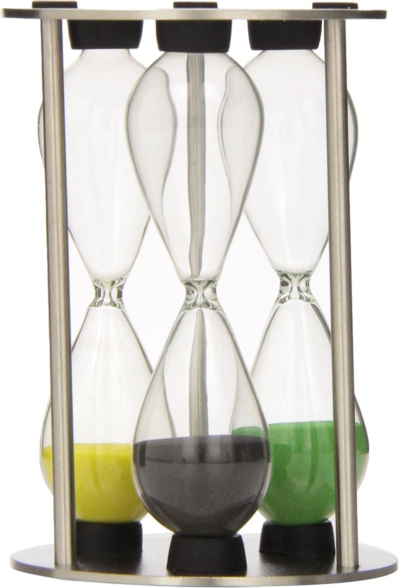 G&H Tea Services Thames Oasis 3-4-5 Minute Sand Timer with Stainless Steel Frame - Image 1