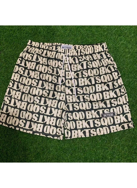 BKTSQD American Trendy Basketball Shorts for Men black fine mesh