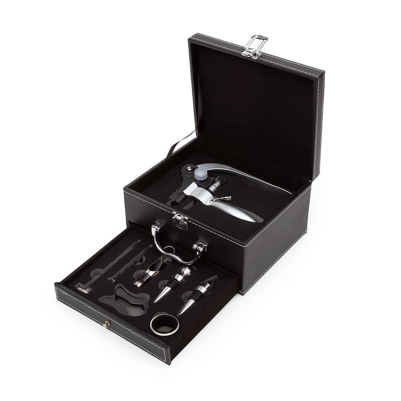 EZ Life EZ Life Luxury Wine Kit8 Piece Wine Accessories in Classy Leather BoxWine Accessories Gift BoxTable DecorBarwareWine Accessories Gift Set with BoxWine Bottle Opener Pourer for WineWine Stopper  - Image 4