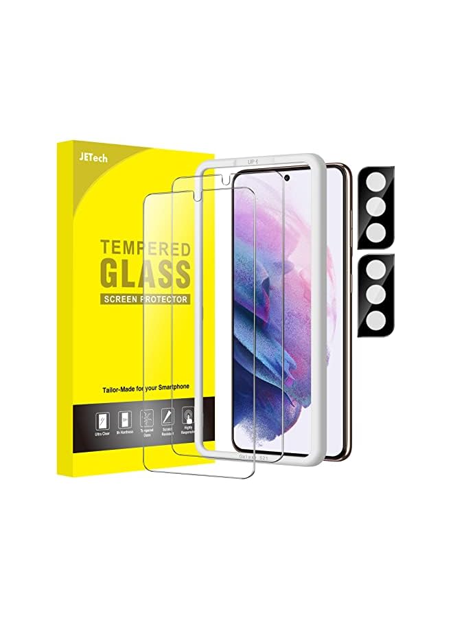 JETech Screen Protector for Samsung Galaxy S21 6.2-Inch with Camera Lens Protector, Easy Installation Tool, Tempered Glass Film, HD Clear, 2-Pack Each - Image 2