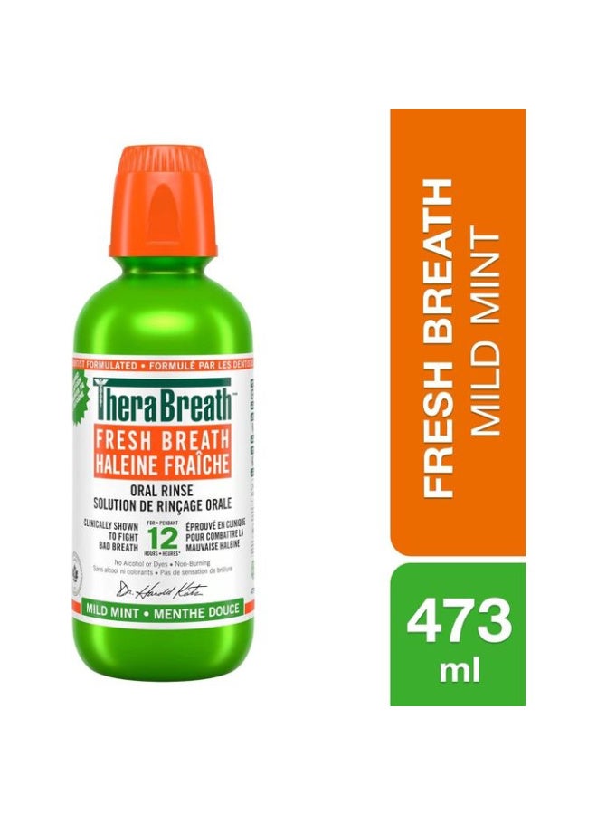 Therabreath TheraBreath Fresh Breath Oral Rinse, Clinically Shown to Fight Bad Breath for 12 Hours. Alcohol-Free & Dye-Free Mouthwash, Certified Vegan, Halal, Kosher & Gluten-Free. Mild Mint, 473ml (Pack of 1) - Image 2