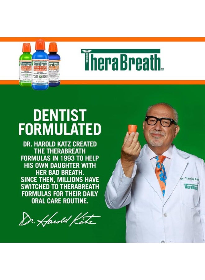 Therabreath TheraBreath Fresh Breath Oral Rinse, Clinically Shown to Fight Bad Breath for 12 Hours. Alcohol-Free & Dye-Free Mouthwash, Certified Vegan, Halal, Kosher & Gluten-Free. Mild Mint, 473ml (Pack of 1) - Image 3