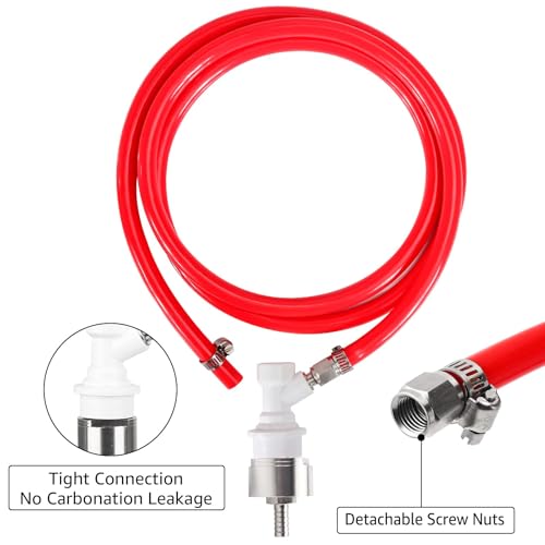 Hgkeke 5.5ft 5/16 Co2 Gas Line Tubing for Kegerator Assembly with stainless steel carbonator cap carbonation cap for soda bottle, Ball Gas Lock Draft beer Red Hose kit for Homebrew - Image 4