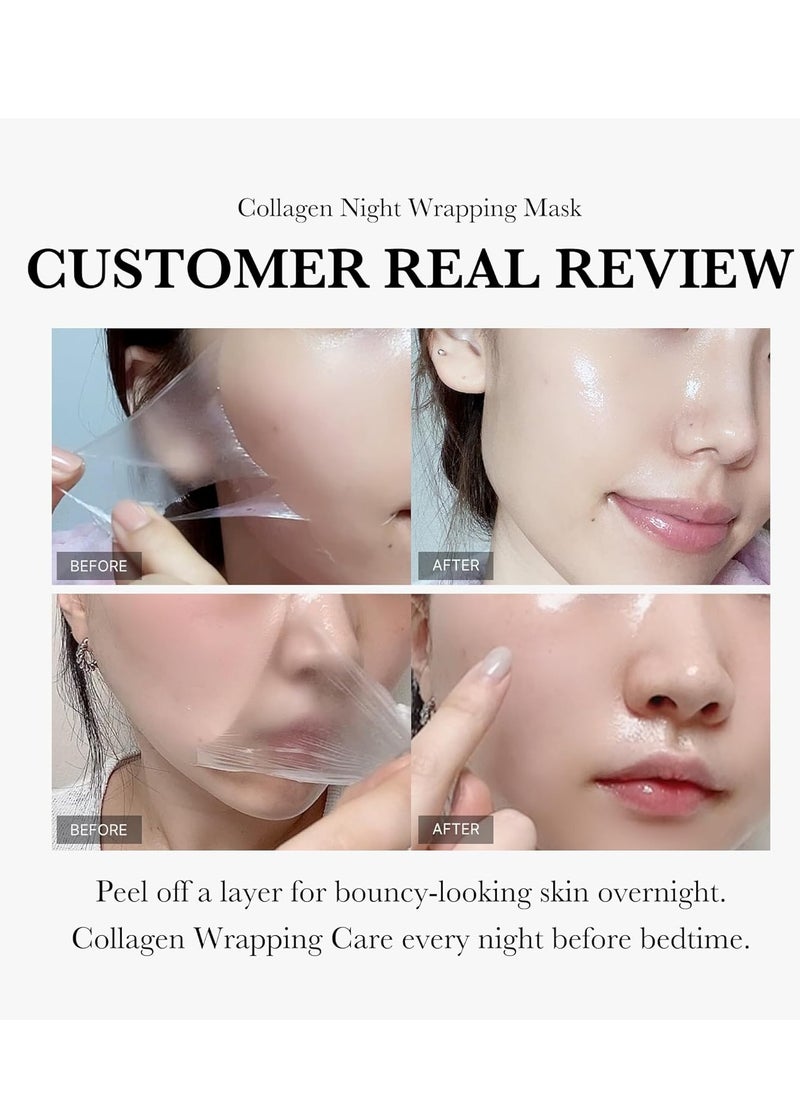 Collagen - Collagen Night Wrapping Peel Off Facial Mask - Overnight Sleeping Mask For Elasticity & Hydration Care, Reduces Sagging & Dullness - Collagen Extract For Radiant Skin - Image 1