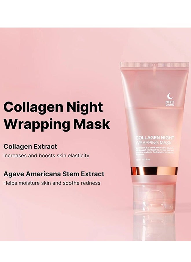 Collagen - Collagen Night Wrapping Peel Off Facial Mask - Overnight Sleeping Mask For Elasticity & Hydration Care, Reduces Sagging & Dullness - Collagen Extract For Radiant Skin - Image 1