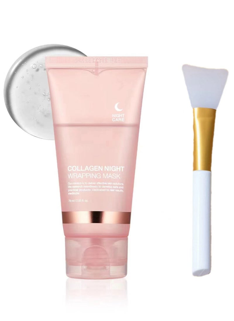 Collagen - Collagen Night Wrapping Peel Off Facial Mask - Overnight Sleeping Mask For Elasticity & Hydration Care, Reduces Sagging & Dullness - Collagen Extract For Radiant Skin - Image 1