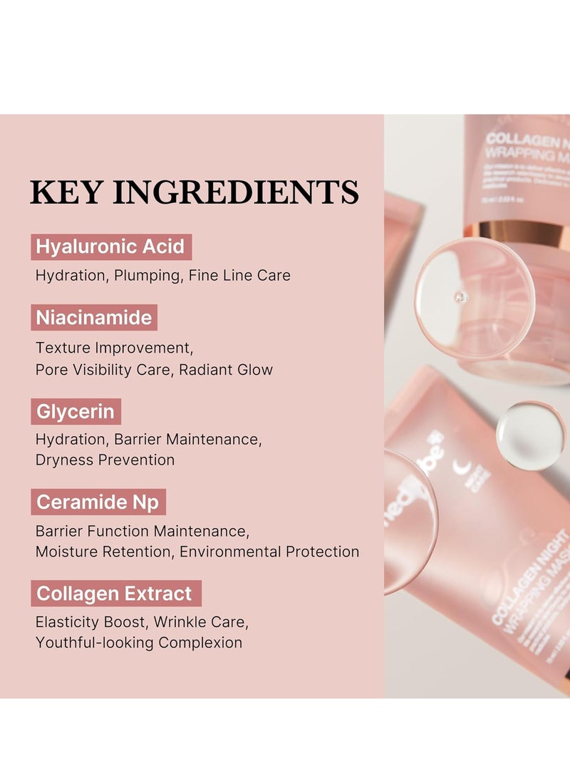 Collagen - Collagen Night Wrapping Peel Off Facial Mask - Overnight Sleeping Mask For Elasticity & Hydration Care, Reduces Sagging & Dullness - Collagen Extract For Radiant Skin - Image 1