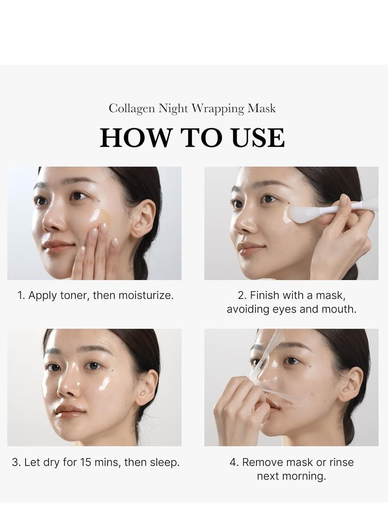Collagen - Collagen Night Wrapping Peel Off Facial Mask - Overnight Sleeping Mask For Elasticity & Hydration Care, Reduces Sagging & Dullness - Collagen Extract For Radiant Skin - Image 1