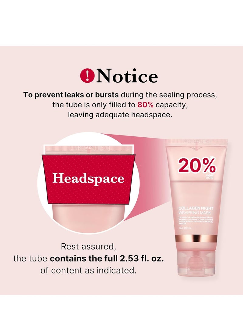 Collagen - Collagen Night Wrapping Peel Off Facial Mask - Overnight Sleeping Mask For Elasticity & Hydration Care, Reduces Sagging & Dullness - Collagen Extract For Radiant Skin - Image 1