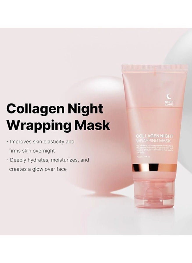 Collagen - Collagen Night Wrapping Peel Off Facial Mask - Overnight Sleeping Mask For Elasticity & Hydration Care, Reduces Sagging & Dullness - Collagen Extract For Radiant Skin - Image 1