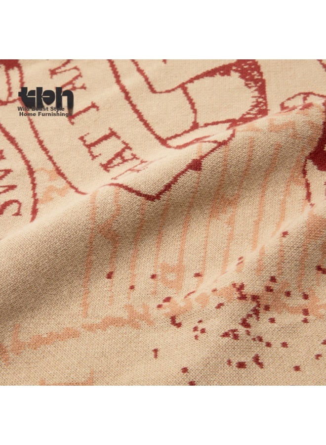 Tbh Harry Potter Interactive Map Blanket, Knitted Jacquard Cloak Blanket, Living Room Sofa Blanket, Air Conditioning Blanket, Fleece Blanket - Image 3