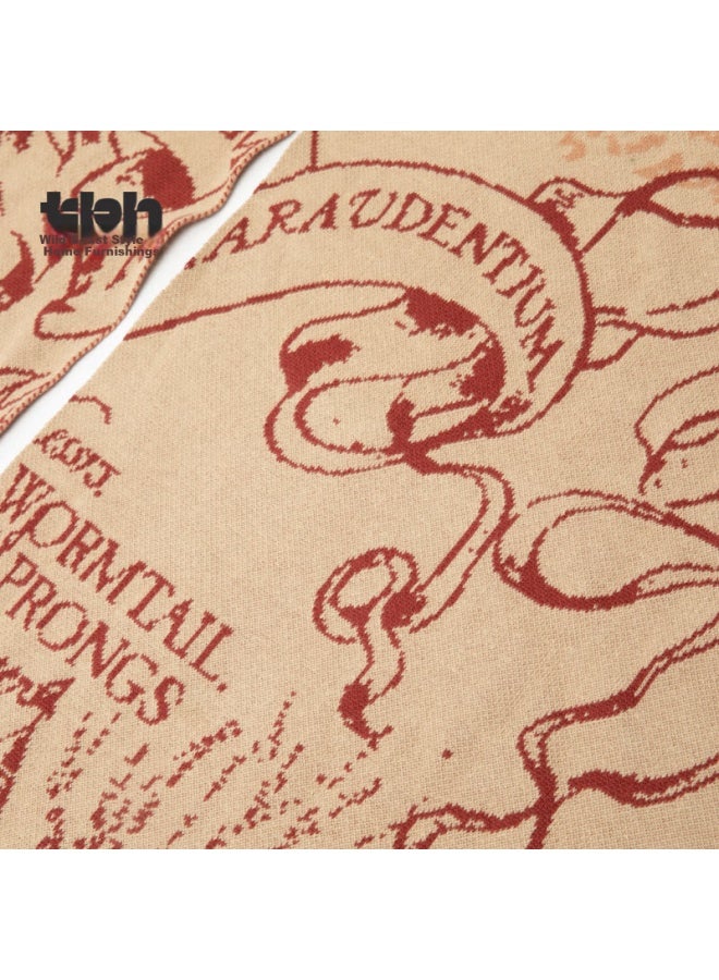 Tbh Harry Potter Interactive Map Blanket, Knitted Jacquard Cloak Blanket, Living Room Sofa Blanket, Air Conditioning Blanket, Fleece Blanket - Image 2