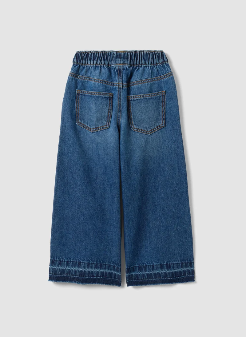 Ovs OVS Girlsâ€™ Blue Wide-Leg Pure Cotton Jeans With Elasticated Waist