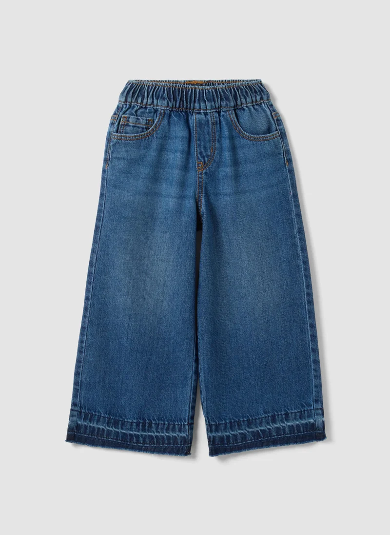 Ovs OVS Girlsâ€™ Blue Wide-Leg Pure Cotton Jeans With Elasticated Waist
