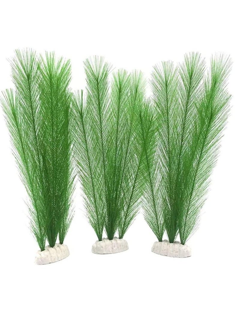 KASTWAVE 3 Pcs Artificial Seaweed Water Plants for Aquarium, Plastic Green Plants Aquarium Decorations for Fish Tank, Home Décor (30cm/11")  - Image 1