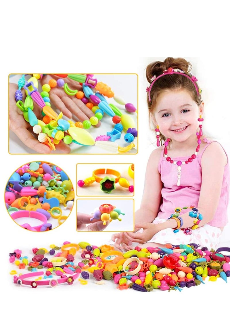 Excefore Pop Beads 500 Pcs DIY Jewelry Making Kit for Kids Stringless Cordless Pop Beads Girls Toys for DIY Bracelets Necklace Hairband and Rings Toy Arts Crafts  Ages 4 - Image 5