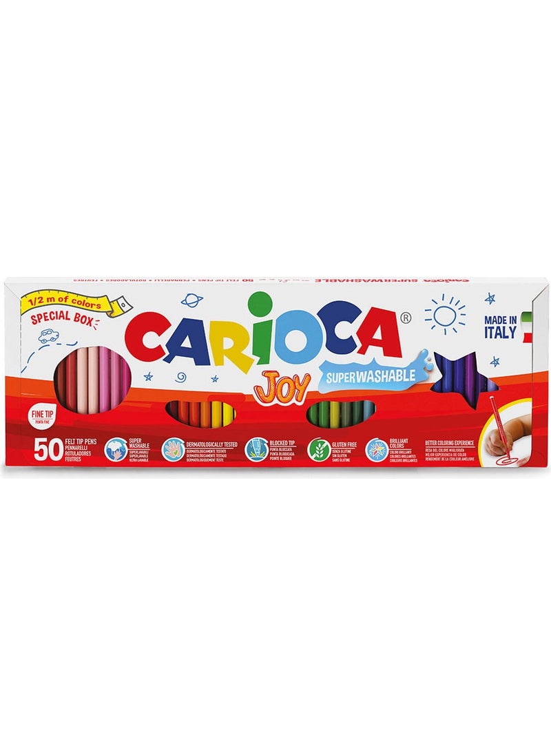 carioca Joy Super Washable Felt Tip Crayons 50 Colors 41018 