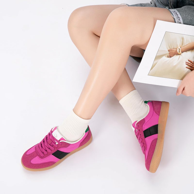Rihero Women's Fashion Sneakers Classic Tennis Shoes Casual Lace-Up Walking Shoes Pink Size 8.5 - Image 2