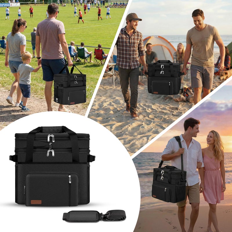 MIYCOO Cooler Bag Double Deck - 60 Can Leakproof Insulated Portable Soft Lunch Cooler, Extra Large Expandable Ice Chest Cooler for Beach, Picnic, Camping, Shopping - Image 2