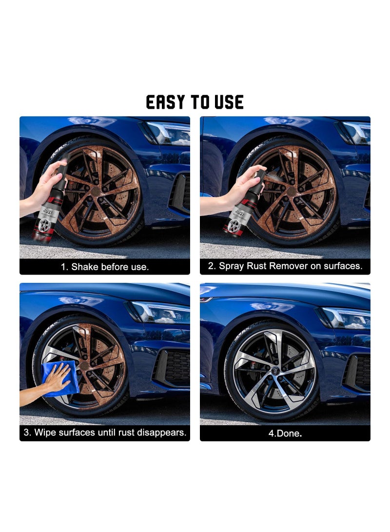 SOLARAE Rust Remover Spray for Metal, Multifunctional Metal Rust Remover, Car Rust Removal Spray, Water Based Metallic Paint Rust Converter, Iron Powder Remover, Quickly Clean Car Rust Stains 100ml(2 Pcs) - Image 4