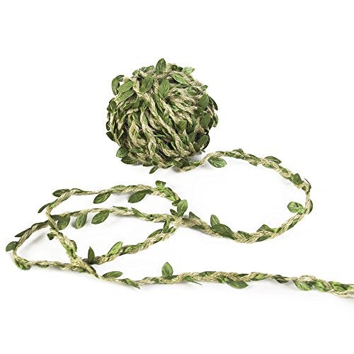 David accessories Natural Hemp Jute Twine Burlap Leaves Leaf Trim Ribbon 30 Feet 10 Yards for DIY Craft Decoration (Jute Twine Leaf) - Image 1