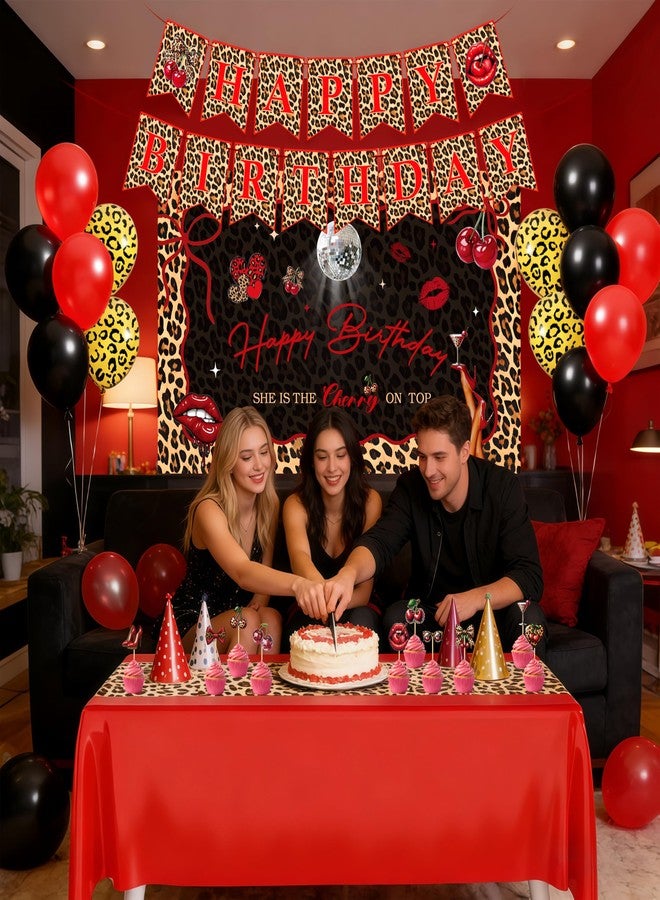 THAWAY Cheetah Print Birthday Decorations 124pcs Cheetah Print Party Decorations Red and Cheetah Party Decorations Includes Banner Backdrop Tablecloth Balloon etc for Girls Women Birthday Party Decor Favors - Image 5