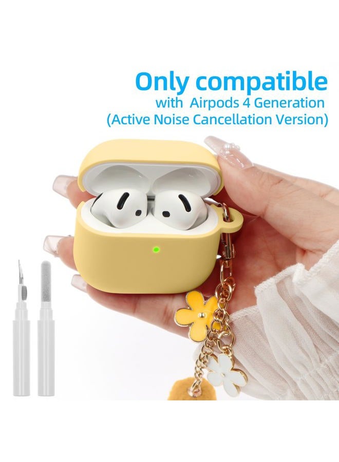 CASEFUN Compatible with AirPods 4 Case 2024, Premium Soft Silicone Protective Case Cover for Apple AirPods 4th Generation with Cleaner Kit, Carabiner and Keychain Accessories for Women Girls - Image 2