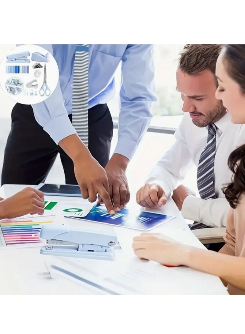 Office Stationery Set - Stapler, Tape Dispenser, Assorted Index Tabs, Scissors, Clips for Students, Teachers, Office Use - Image 3