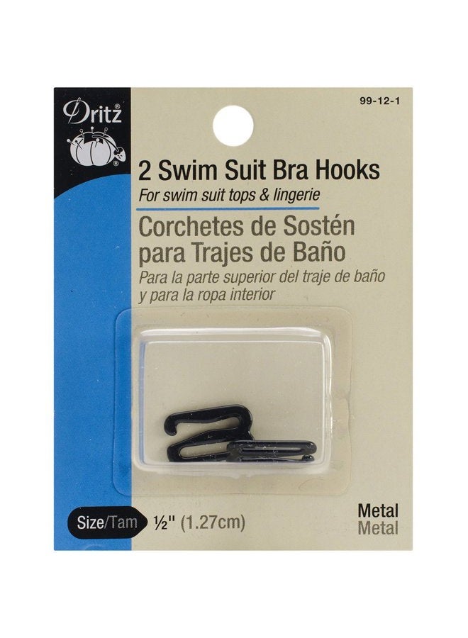 Dritz 99-12-1 Metal Swim Suit Bra Hooks, Black, 1/2-Inch 2-Count  - Image 1