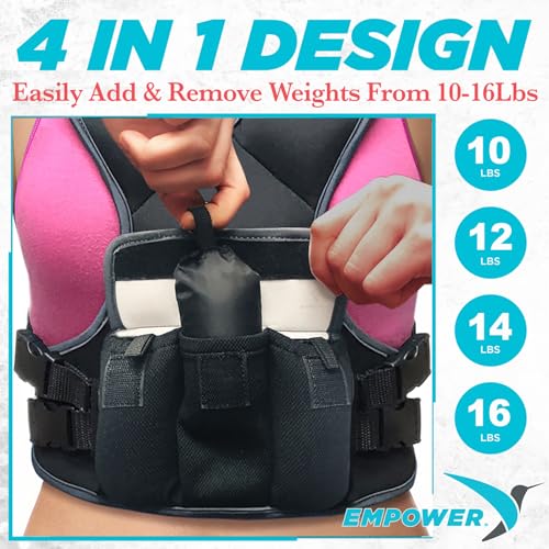 Empower Weighted Vest for Women - Workout Vest - Fixed 8lbs or Adjustable 10-12-14-16lbs - Adds Resistance to Strength Training, Running, Walking & Cardio - Designed To Fit A Woman’s Body - Image 3