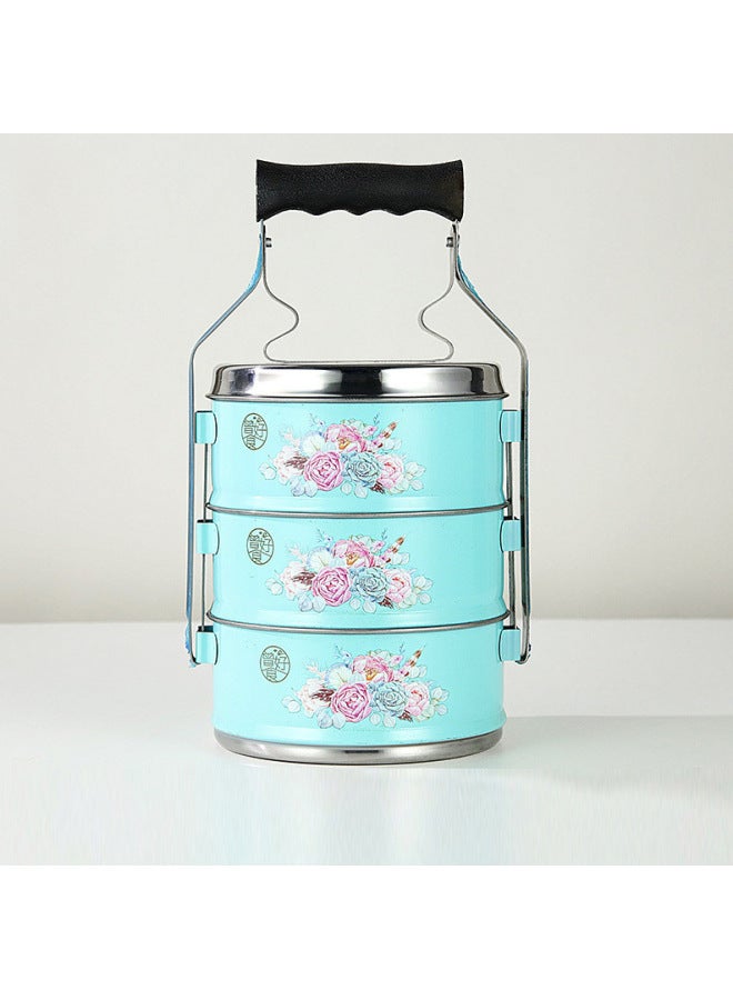 Printing LOGO Food Box Stainless Steel Partition Bowl Non-flavor Double-layer Insulation Rice Basket Pot Tiffin-Specifications:Four Floors-Color:Steel Handle 14cm  - Image 4