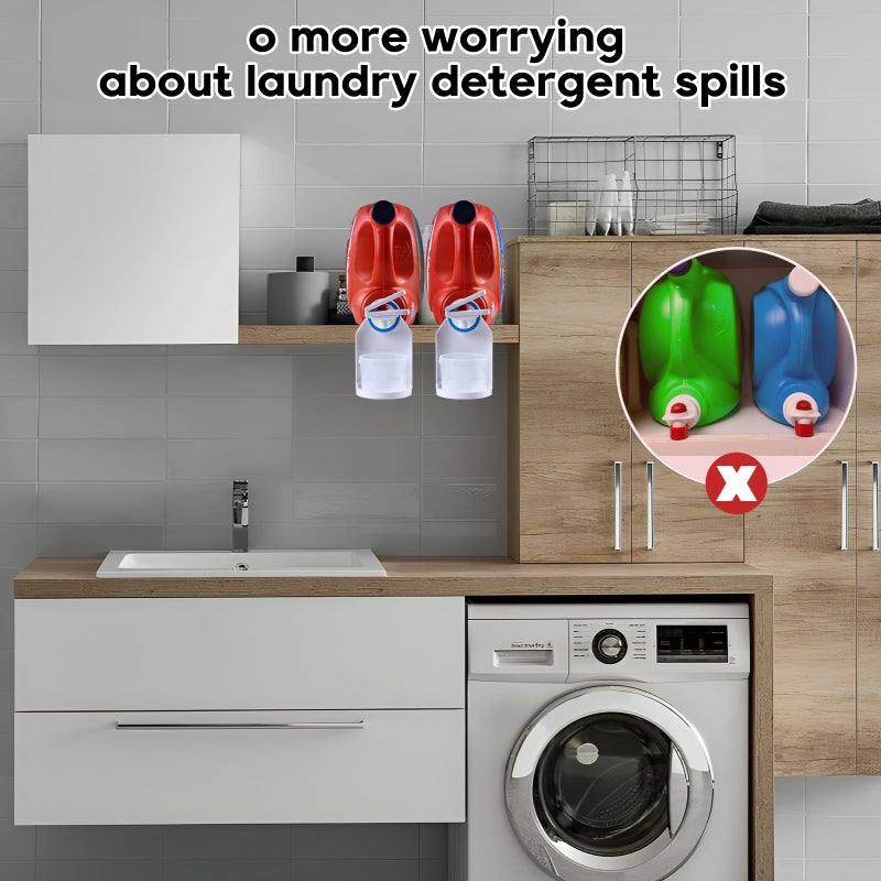 KMOUANTS 2 Pack Laundry Detergent Dispenser Cup Holder, Nozzle button upgradeï¼ŒEasily No More runny or Messy Laundry Detergent, Laundry Cup Holder and drip Tray Room Organization and Storage - Image 4