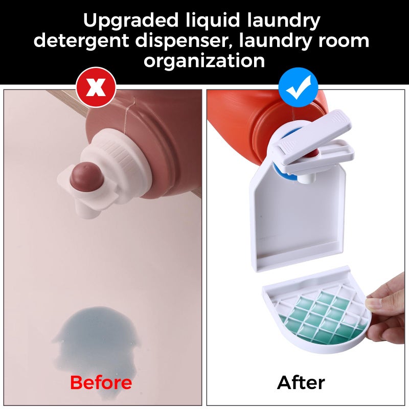 KMOUANTS 2 Pack Laundry Detergent Dispenser Cup Holder, Nozzle button upgradeï¼ŒEasily No More runny or Messy Laundry Detergent, Laundry Cup Holder and drip Tray Room Organization and Storage - Image 2