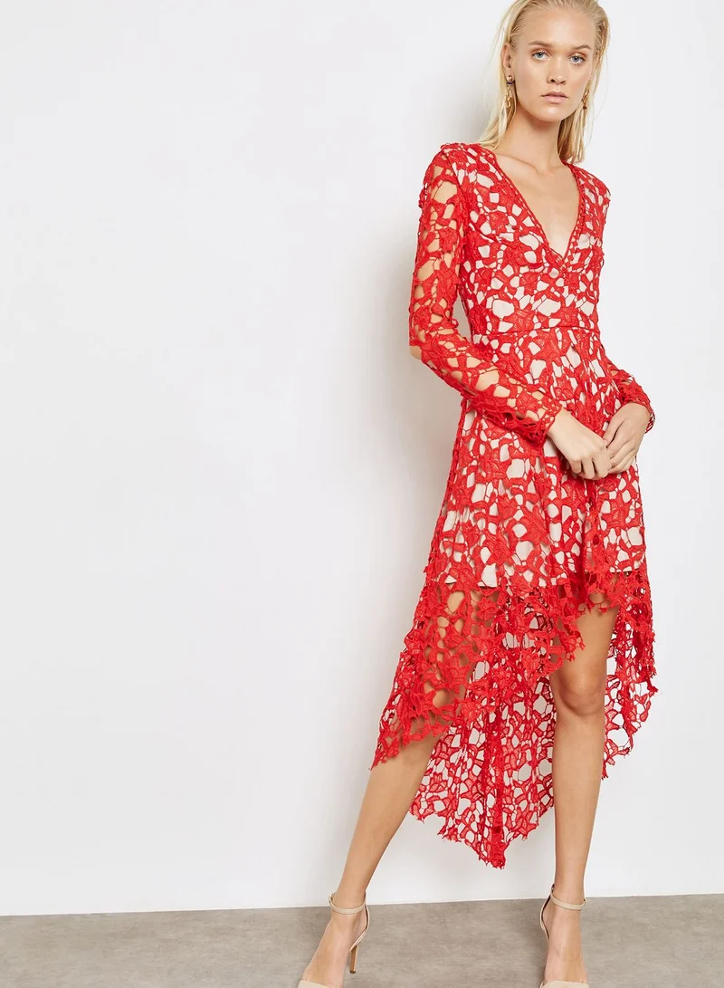 Love Triangle Lace Plunge Dress
