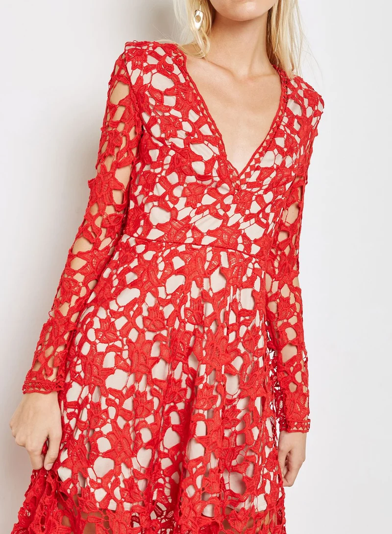 Love Triangle Lace Plunge Dress