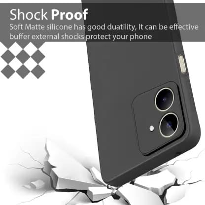 Spazy Case® Redmi 13C 5G Back Cover Soft Silicone Shockproof Slim Back case Cover with Anti Dust Plugs for Redmi 13C 5G -Black - Image 2